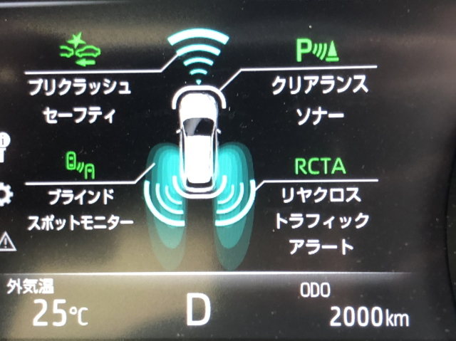 ハリアーの安全装備の画面