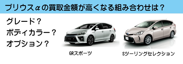 プリウスαの高額査定が期待できる組み合わせは？