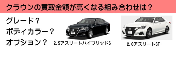 クラウンの高額査定が期待できる組み合わせは？