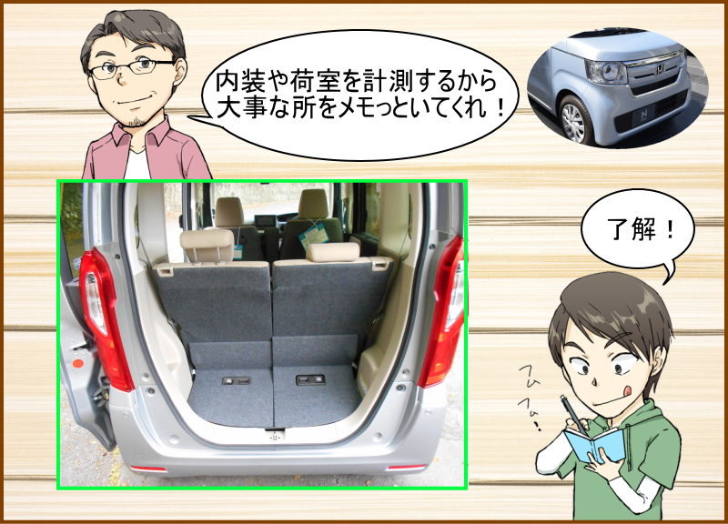 Nboxの内装や荷室の広さ 収納の使い勝手は 実車を使って内装と荷室の寸法を計測してみました 夢あるカーライフ 夢カー