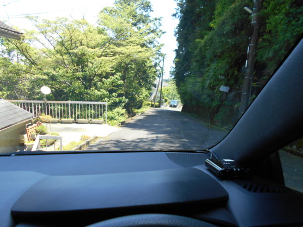 カローラスポーツで荒れた道路を走行