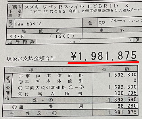 ワゴンRスマイルの新車総額