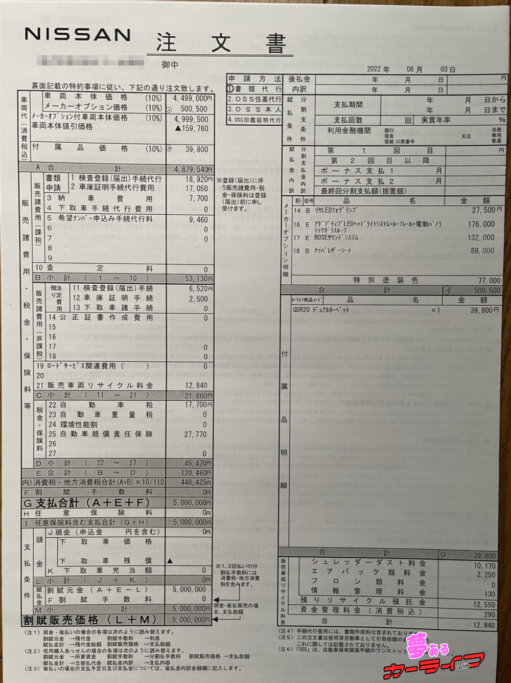 エクストレイル G e-4ORSEの契約書