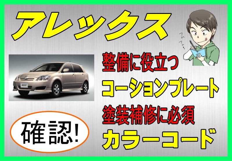 トヨタ アレックスのカラーコード＆コーションプレート