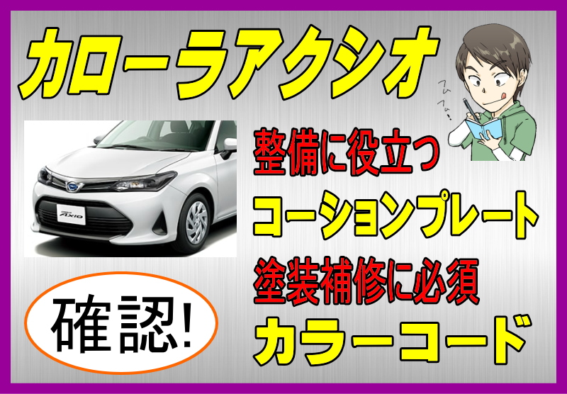 トヨタ カローラアクシオのカラーコード＆コーションプレート