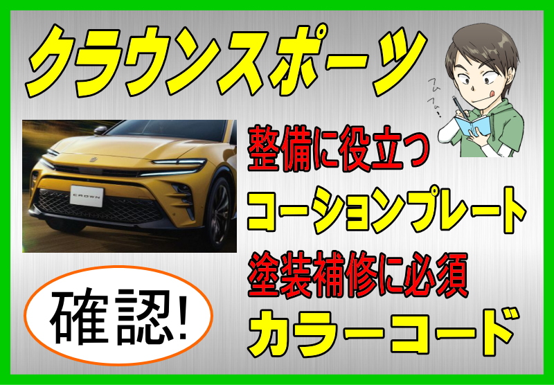 トヨタ クラウンスポーツのカラーコード＆コーションプレート